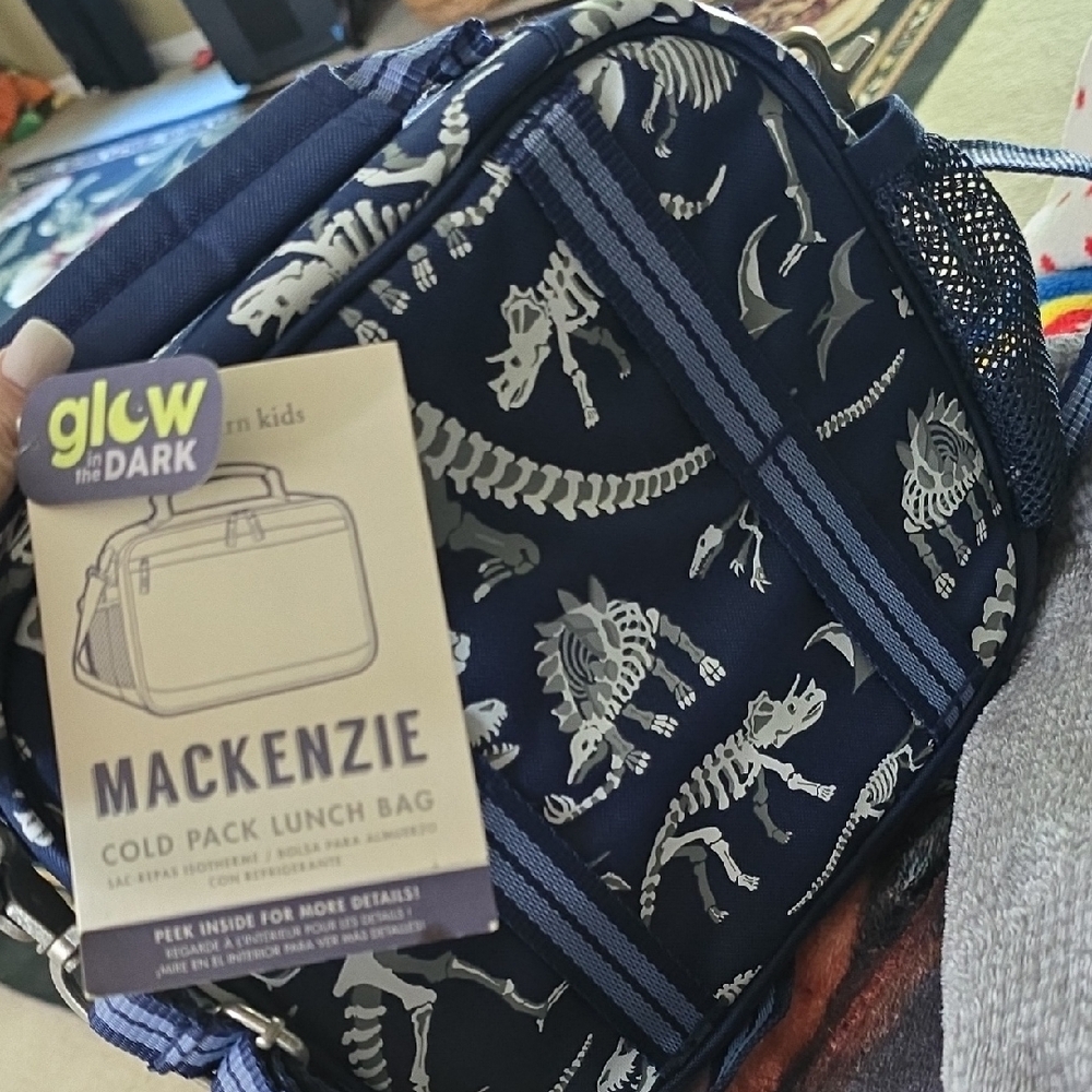 Pottery Barn Mackenzie Glow-in-the-Dark Dinosaur Lunch Bag. NWT